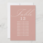 Elegante Calligraphy Rose Gold Table Cards Einladung (Vorderseite)