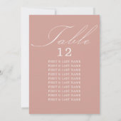 Elegante Calligraphy Rose Gold Table Cards Einladung (Rückseite)