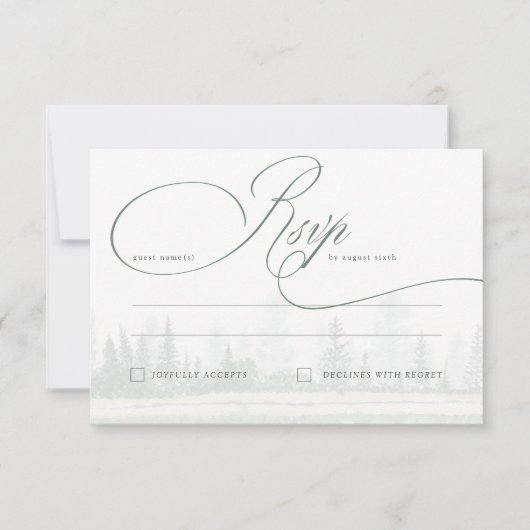 Elegante Calligraphy Rustic Wedding RSVP Card (Vorderseite)