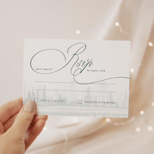 Elegante Calligraphy Rustic Wedding RSVP Card Karte