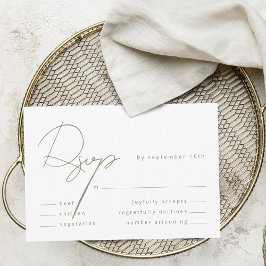 Elegante Calligraphy Sage Green Meal Wedding RSVP Karte