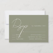 Elegante Calligraphy Sage Green Meal Wedding RSVP Karte (Vorderseite)