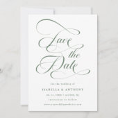 Elegante Calligraphy Sage Green Wedding Save The Date (Vorderseite)