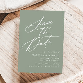 Elegante Calligraphy Sage Green Wedding Save The Date