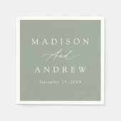 Elegante Calligraphy Sage Green Wedding Serviette (Vorderseite)