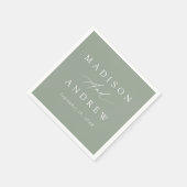 Elegante Calligraphy Sage Green Wedding Serviette (Ecke)
