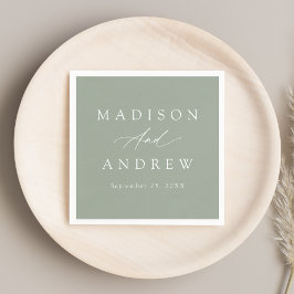 Elegante Calligraphy Sage Green Wedding Serviette