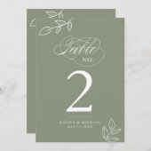 Elegante Calligraphy Sage-Tischnummer (Vorne/Hinten)