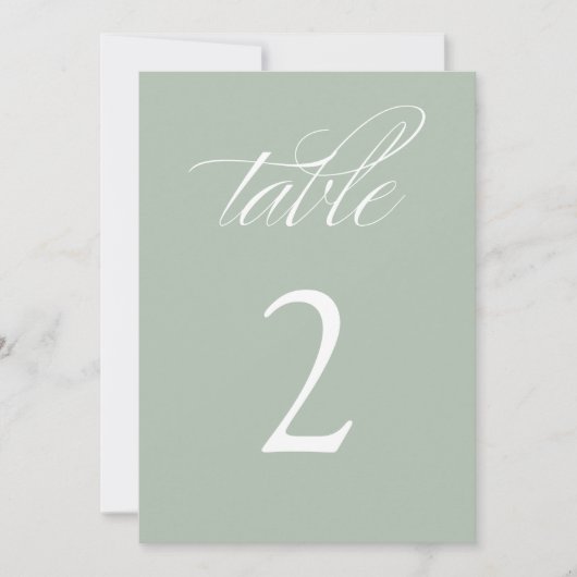 Elegante Calligraphy Sage Wedding Tischnummern (Vorderseite)