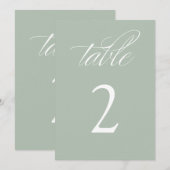 Elegante Calligraphy Sage Wedding Tischnummern (Vorne/Hinten)