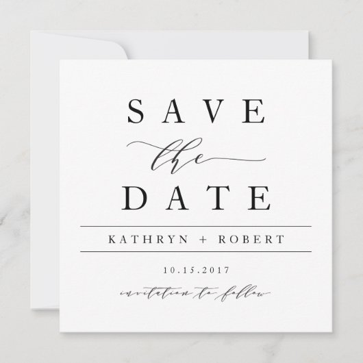 Elegante Calligraphy Save the Date Card (Vorderseite)