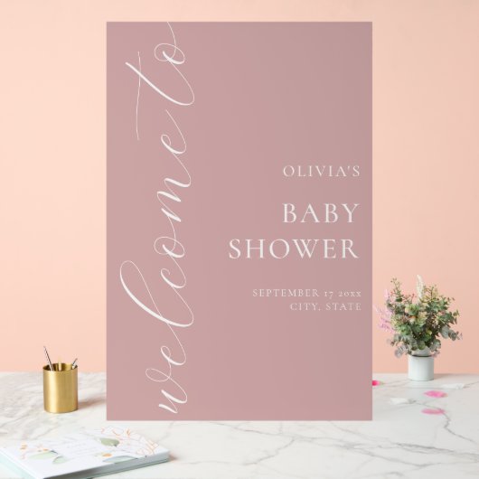 Elegante Calligraphy Script Baby Dusche Willkommen Acrylschild (Hochzeit)
