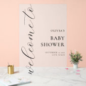 Elegante Calligraphy Script Baby Dusche Willkommen Acrylschild (Hochzeit)