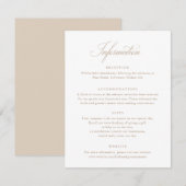 Elegante Calligraphy Script Beige Wedding Info Car Einladung (Vorne/Hinten)
