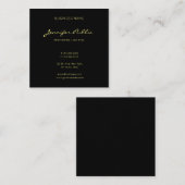 Elegante Calligraphy Script Black Gold Trendy Luxe Quadratische Visitenkarte (Vorne/Hinten)