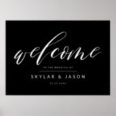 Elegante Calligraphy Script Black Welcome Wedding Poster (Vorne)