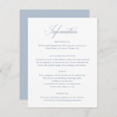 Elegante Calligraphy Script Blue Wedding Info Card Einladung (Vorne/Hinten)