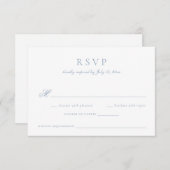 Elegante Calligraphy Script Blue Wedding RSVP Einladung (Vorne/Hinten)
