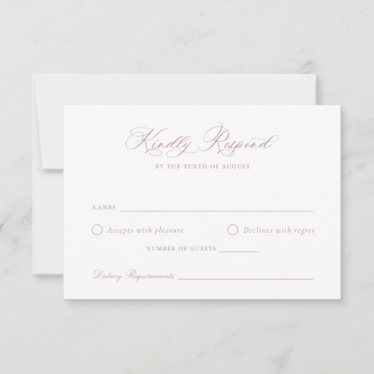 Elegante Calligraphy Script Blush Wedding RSVP Car Einladung (Vorderseite)