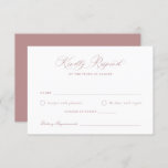 Elegante Calligraphy Script Blush Wedding RSVP Car Einladung<br><div class="desc">Elegantes Kalligrafie Script Dusty Blush Mauve Wedding RSVP Card. Traditionelle Hochzeitsvorlage. Romantische Hochzeitskarte</div>