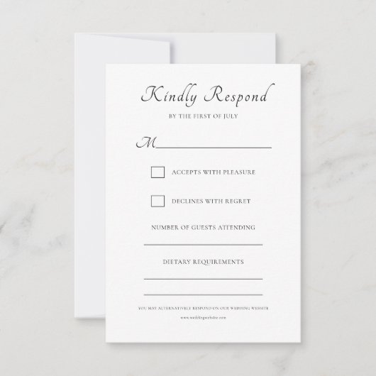 Elegante Calligraphy Script Classic Wedding RSVP Karte (Vorderseite)