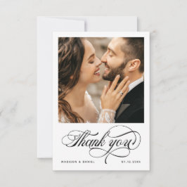 Elegante Calligraphy Script Foto Chic Wedding Dankeskarte