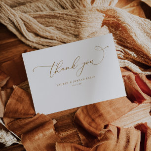 Elegante Calligraphy Script Gold Wedding Dankeskarte