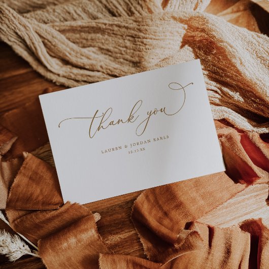 Elegante Calligraphy Script Gold Wedding Dankeskarte