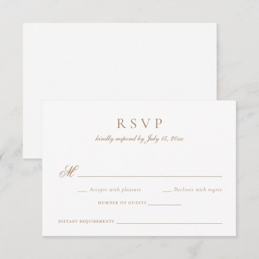 Elegante Calligraphy Script Gold Wedding RSVP Einladung (Vorne/Hinten)