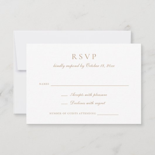 Elegante Calligraphy Script Gold Wedding RSVP Einladung (Vorderseite)
