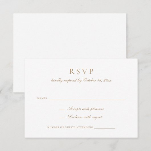 Elegante Calligraphy Script Gold Wedding RSVP Einladung (Vorne/Hinten)