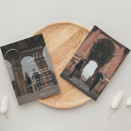 Elegante Calligraphy Script Gray Foto Wedding Einladung