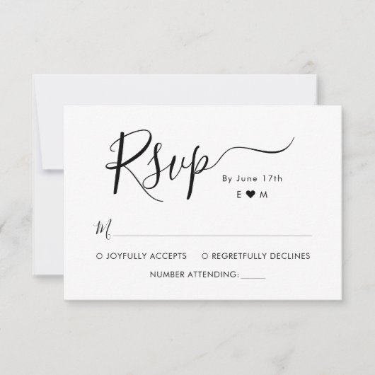 Elegante Calligraphy Script Monogram Wedding RSVP Karte (Vorderseite)