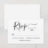 Elegante Calligraphy Script Monogram Wedding RSVP Karte (Vorne/Hinten)