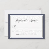 Elegante Calligraphy Script Navy Blue Wedding RSVP (Vorderseite)