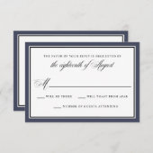 Elegante Calligraphy Script Navy Blue Wedding RSVP (Vorne/Hinten)