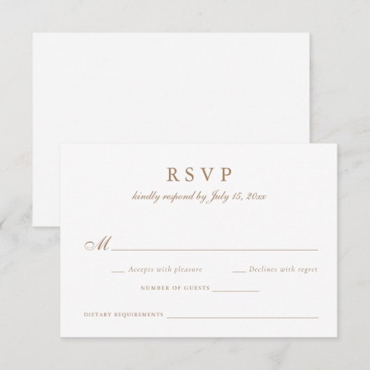 Elegante Calligraphy Script Olive Gold Wedding RSV Einladung (Vorne/Hinten)