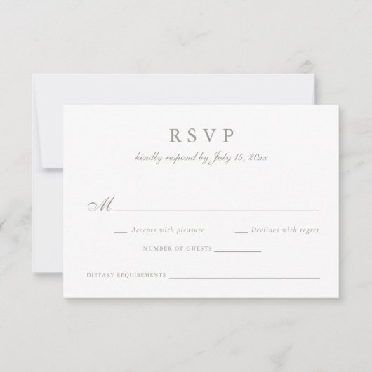 Elegante Calligraphy Script Olive Gray Wedding RSV Einladung (Vorderseite)