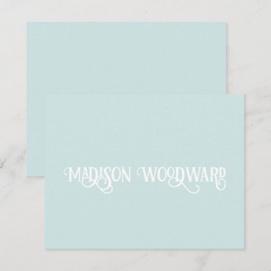 Elegante Calligraphy Script Pastel Blue Note Card Mitteilungskarte (Vorne/Hinten)