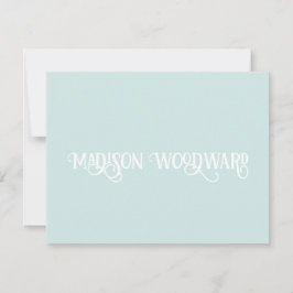 Elegante Calligraphy Script Pastel Blue Note Card Mitteilungskarte