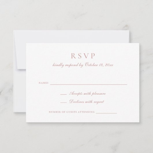 Elegante Calligraphy Script-Rose Wedding RSVP Einladung (Vorderseite)