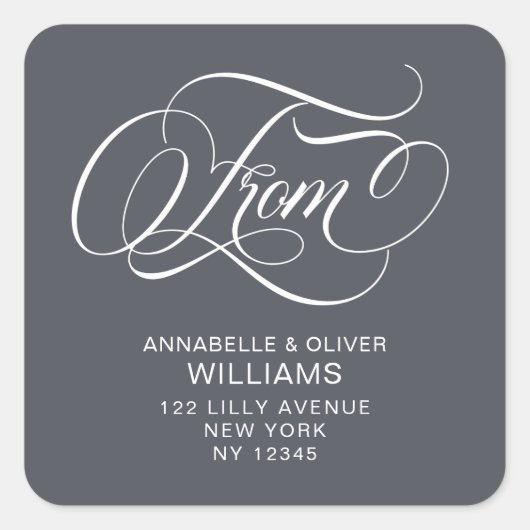 Elegante Calligraphy Script-Rücksendeadressen-Aufk Quadratischer Aufkleber (Vorderseite)