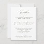 Elegante Calligraphy Script Sage Wedding Info Card Einladung (Vorderseite)