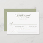 Elegante Calligraphy Script Sage Wedding RSVP Einladung (Vorne/Hinten)