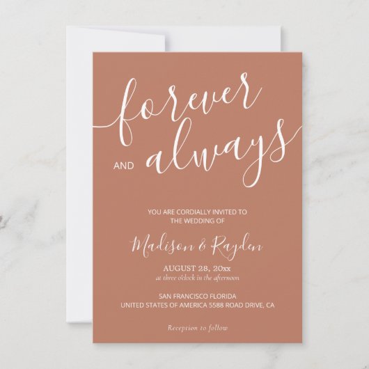 Elegante Calligraphy Script Terracotta Wedding Einladung (Vorderseite)
