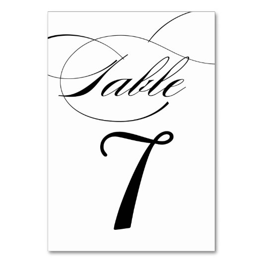 Elegante Calligraphy Script-Tischnummern-Karte Tischnummer (Vorderseite)
