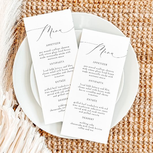 Elegante Calligraphy Script Wedding Menu Cards Menükarte