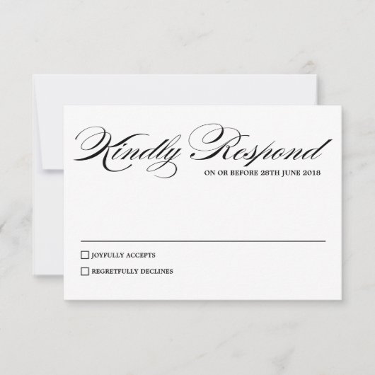 Elegante Calligraphy Script Wedding RSVP Card (Vorderseite)
