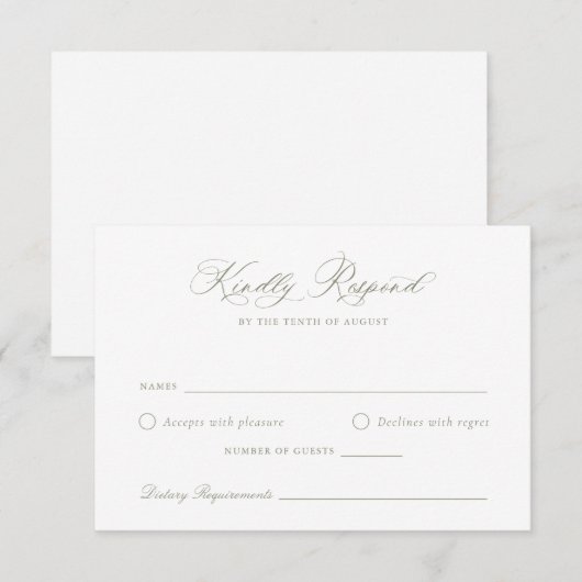 Elegante Calligraphy Script Wedding RSVP Card Einladung (Vorne/Hinten)