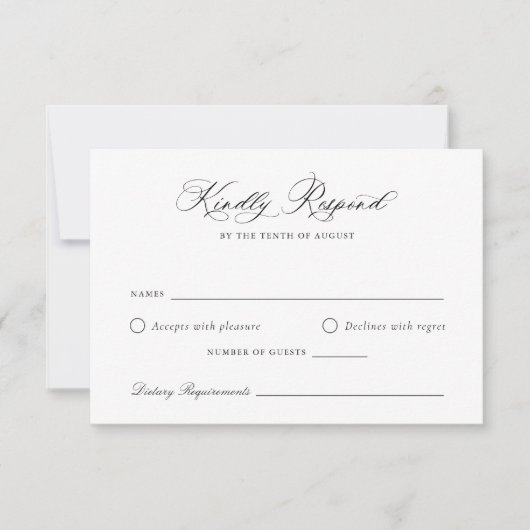 Elegante Calligraphy Script Wedding RSVP Card Einladung (Vorderseite)